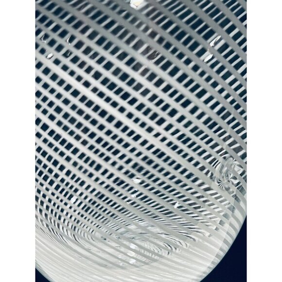 Hand-Blown Art Glass Pedestal Vase|White Swirl Lattice|Murano Style Modern Decor - Picture 5 of 8